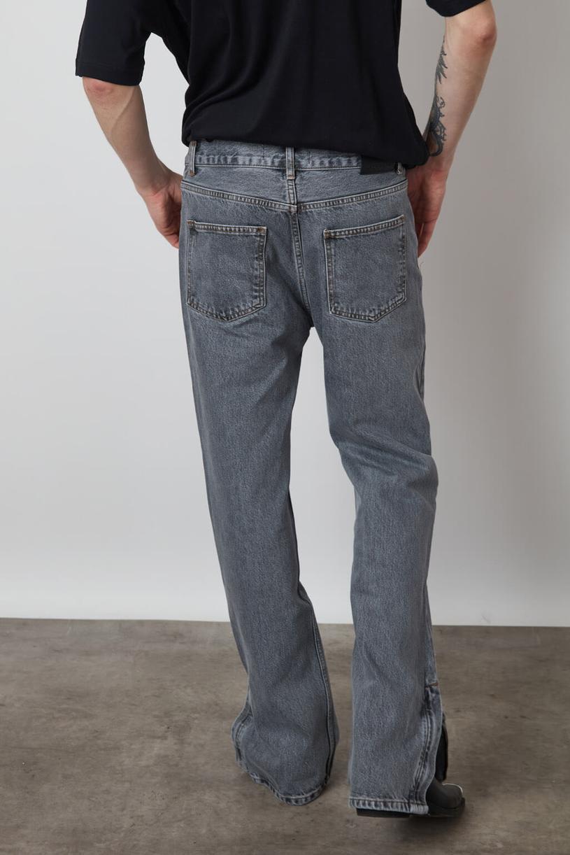 Grey Zip Detailed Relaxed Jean
