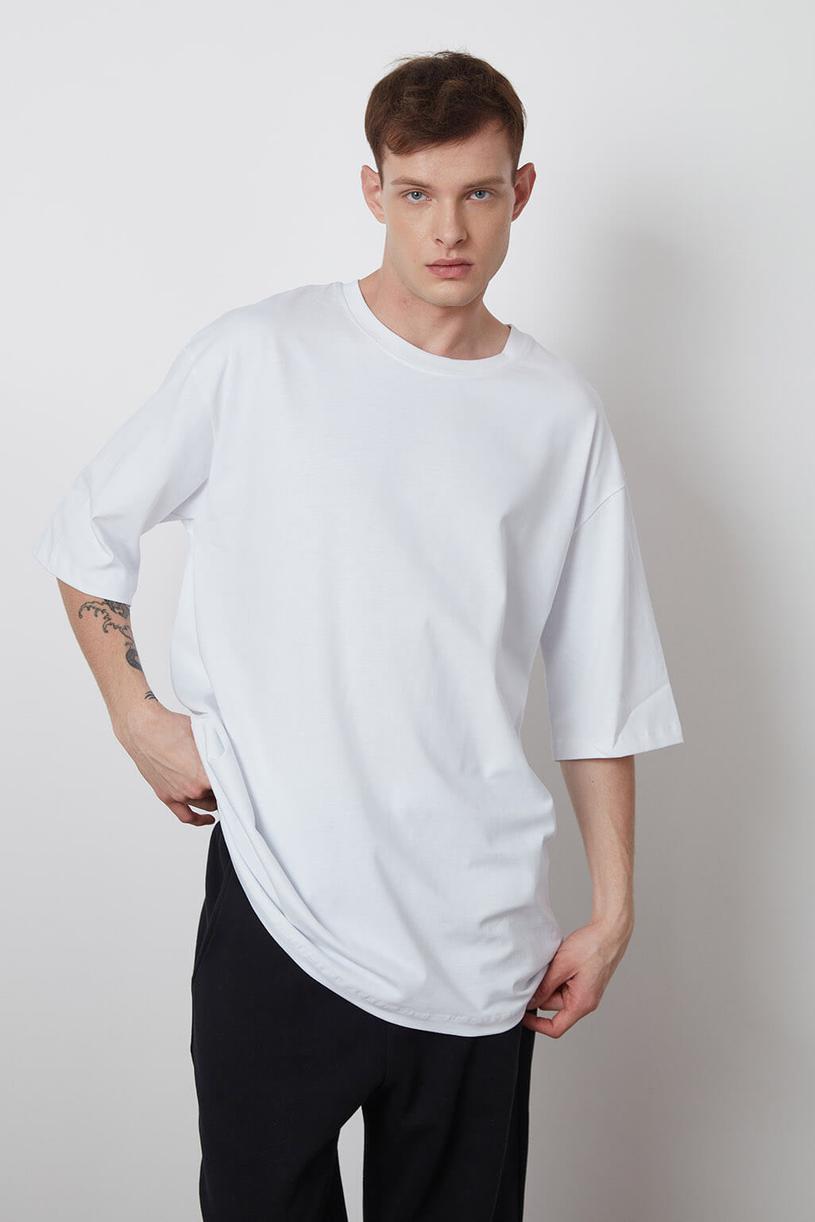 White Oversize Kompakt Tshirt