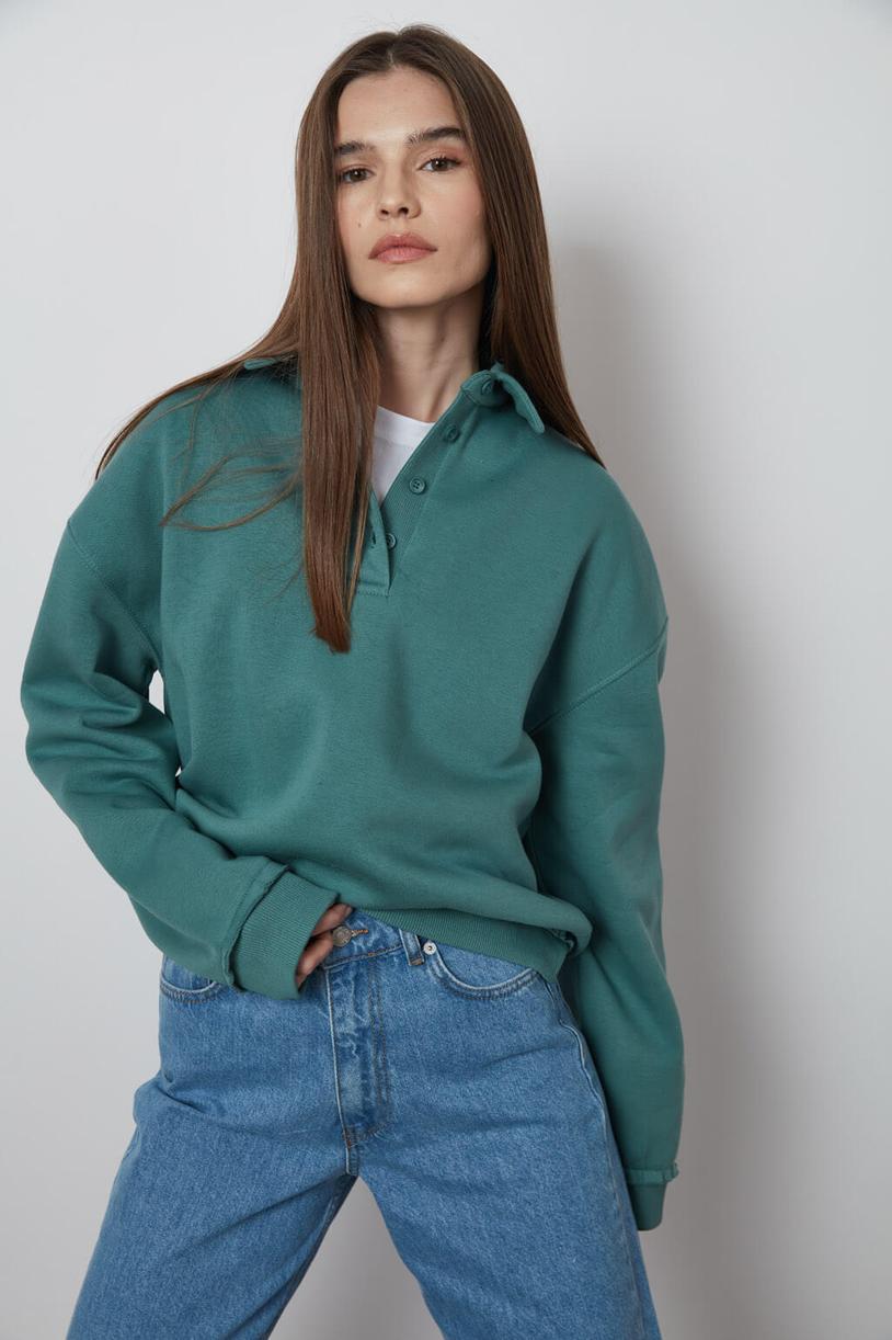 Green Filthy Stitched Polo Neck Sweatshirt