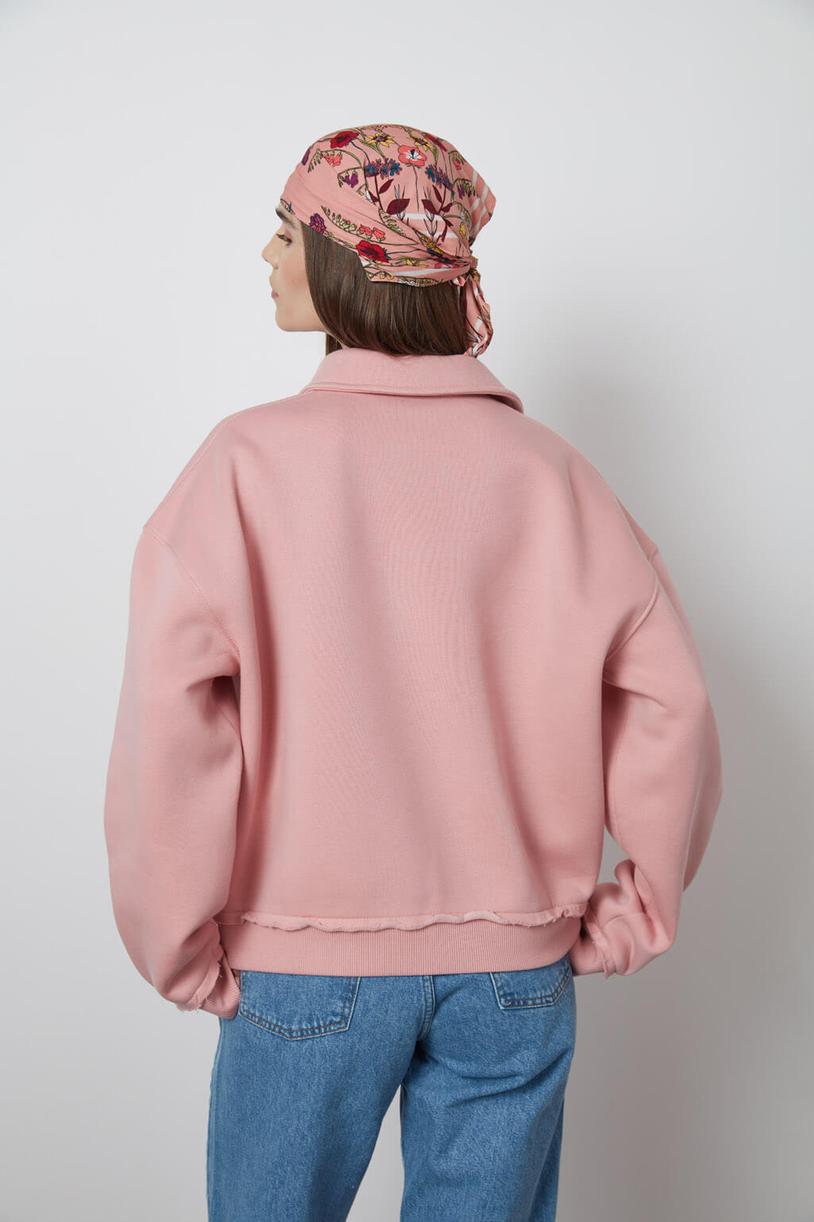 Pink Filthy Stitched Polo Neck Sweatshirt