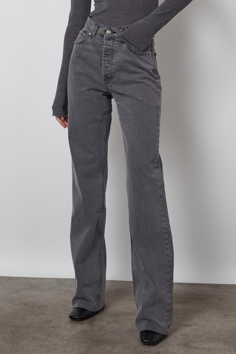 Grey High Waist Straight Fit Jean
