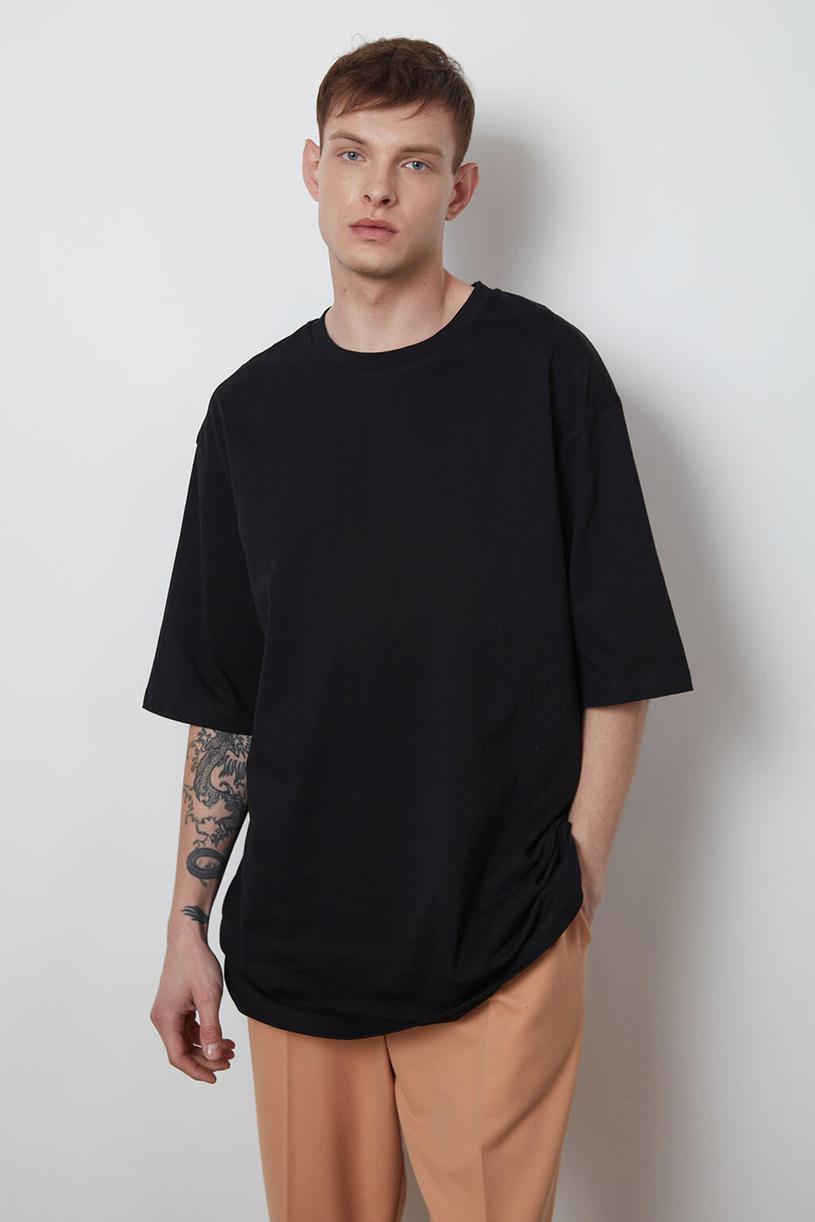 Black Oversize Kompakt Tshirt