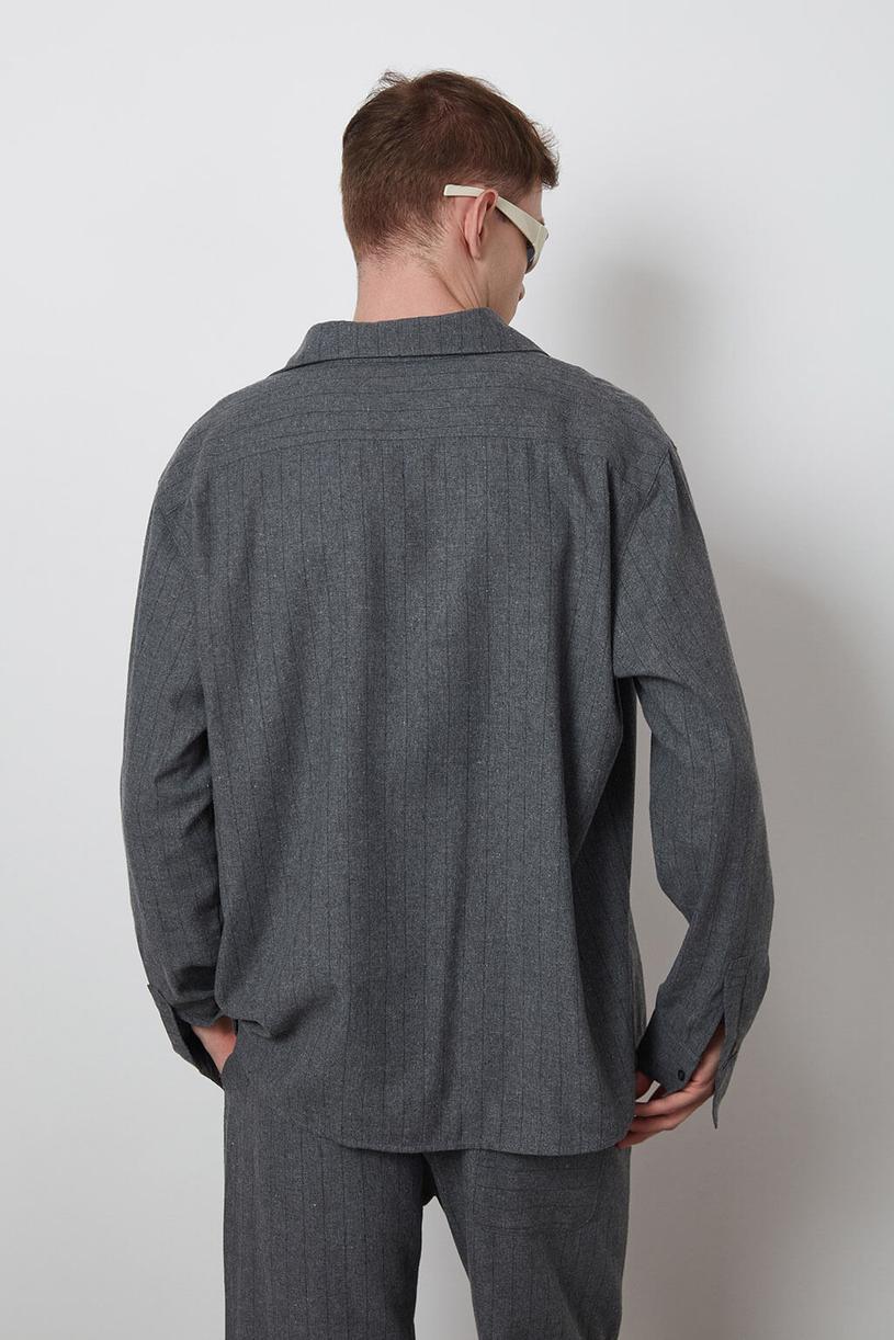 Grey Oversize Stripped Shirt