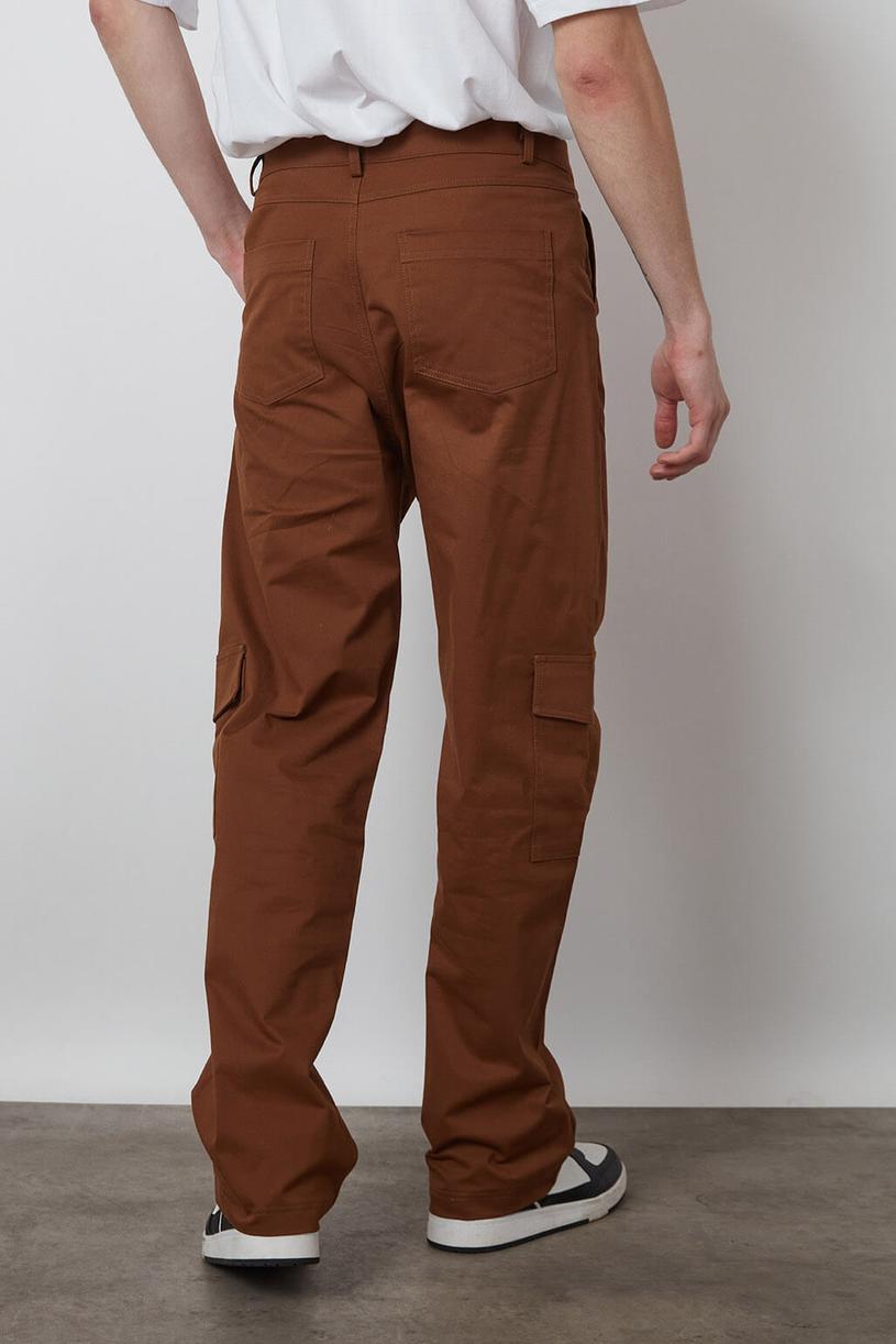 Brown Gabardine Cargo Pants