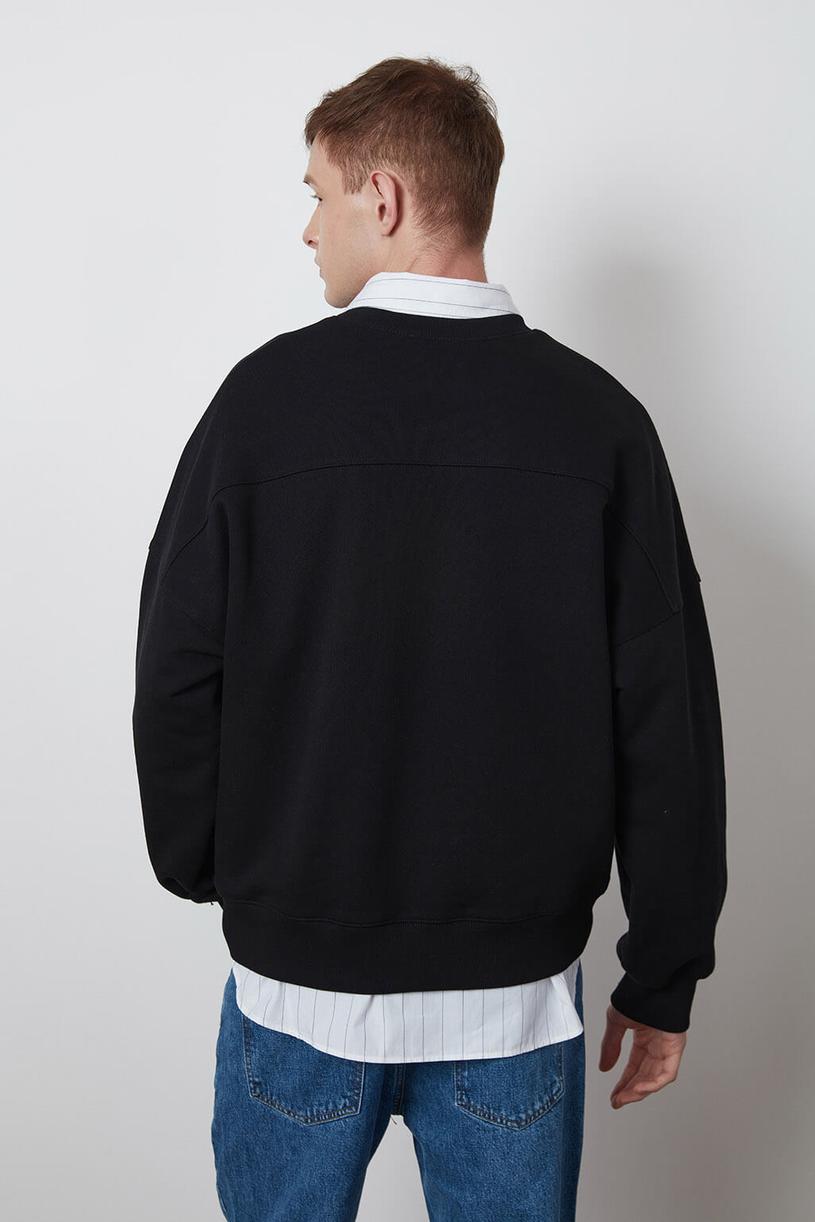 Black Basic Oversize Sweatshirt