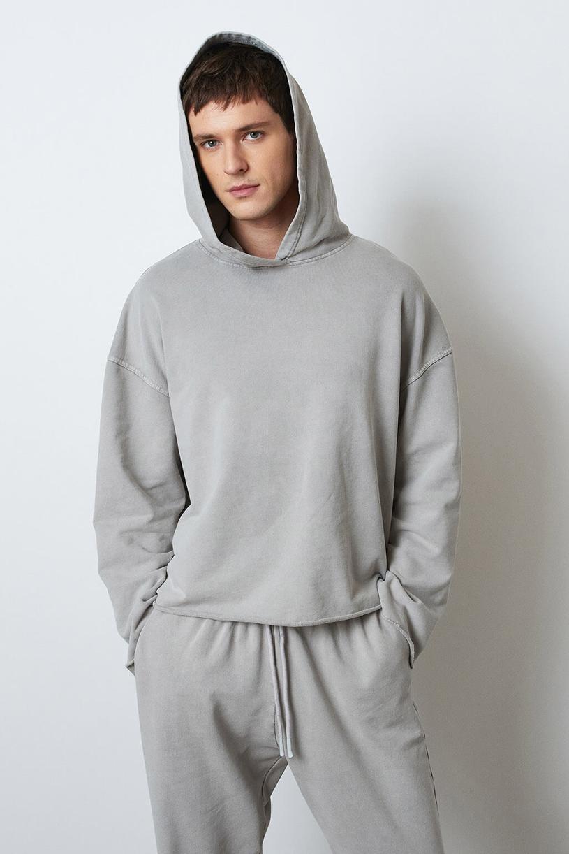 Grey Washed Sweatshirt With Hood