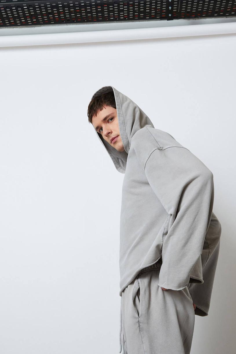 Grey Washed Sweatshirt With Hood
