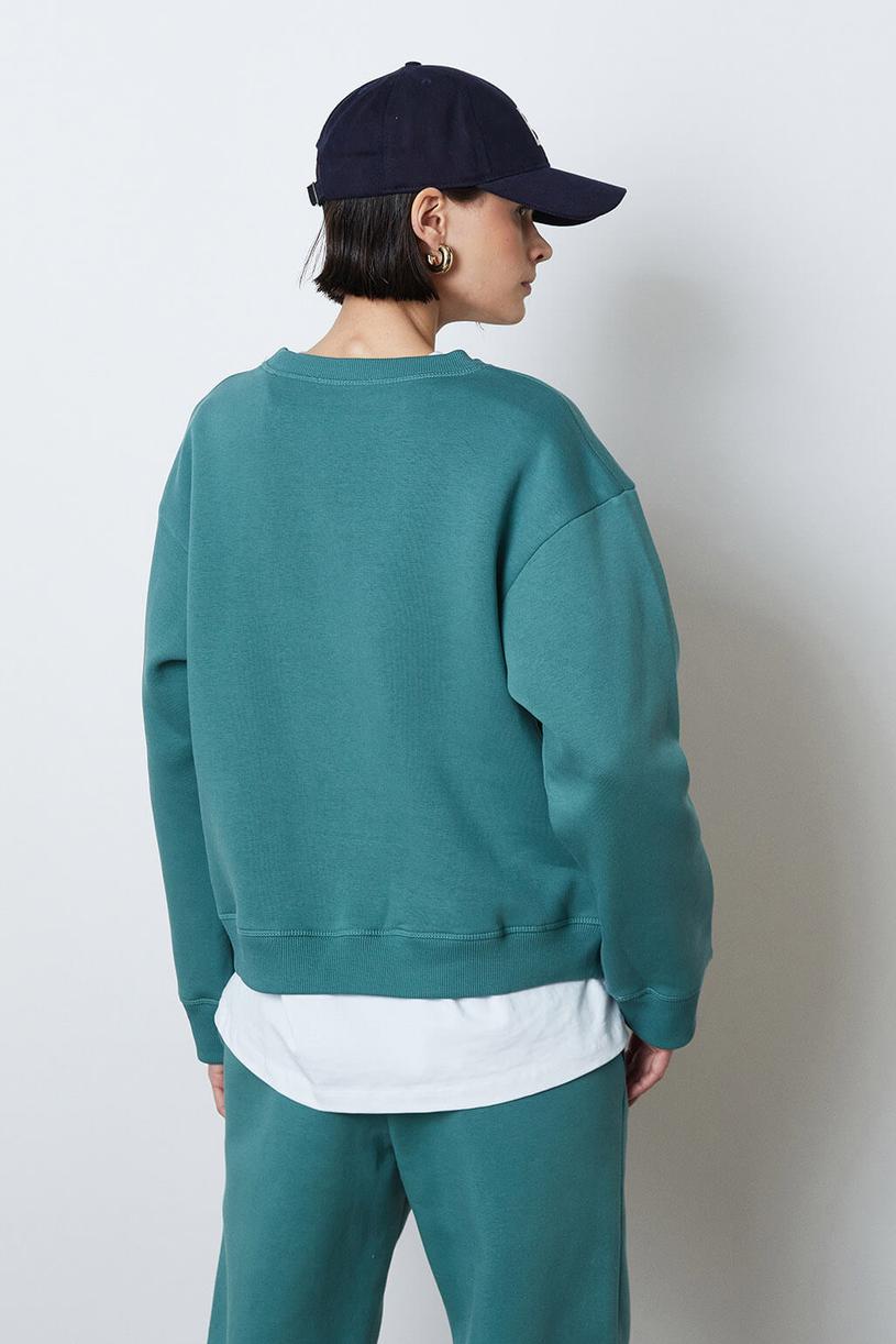 Green Basic Oversize Sweatshirt