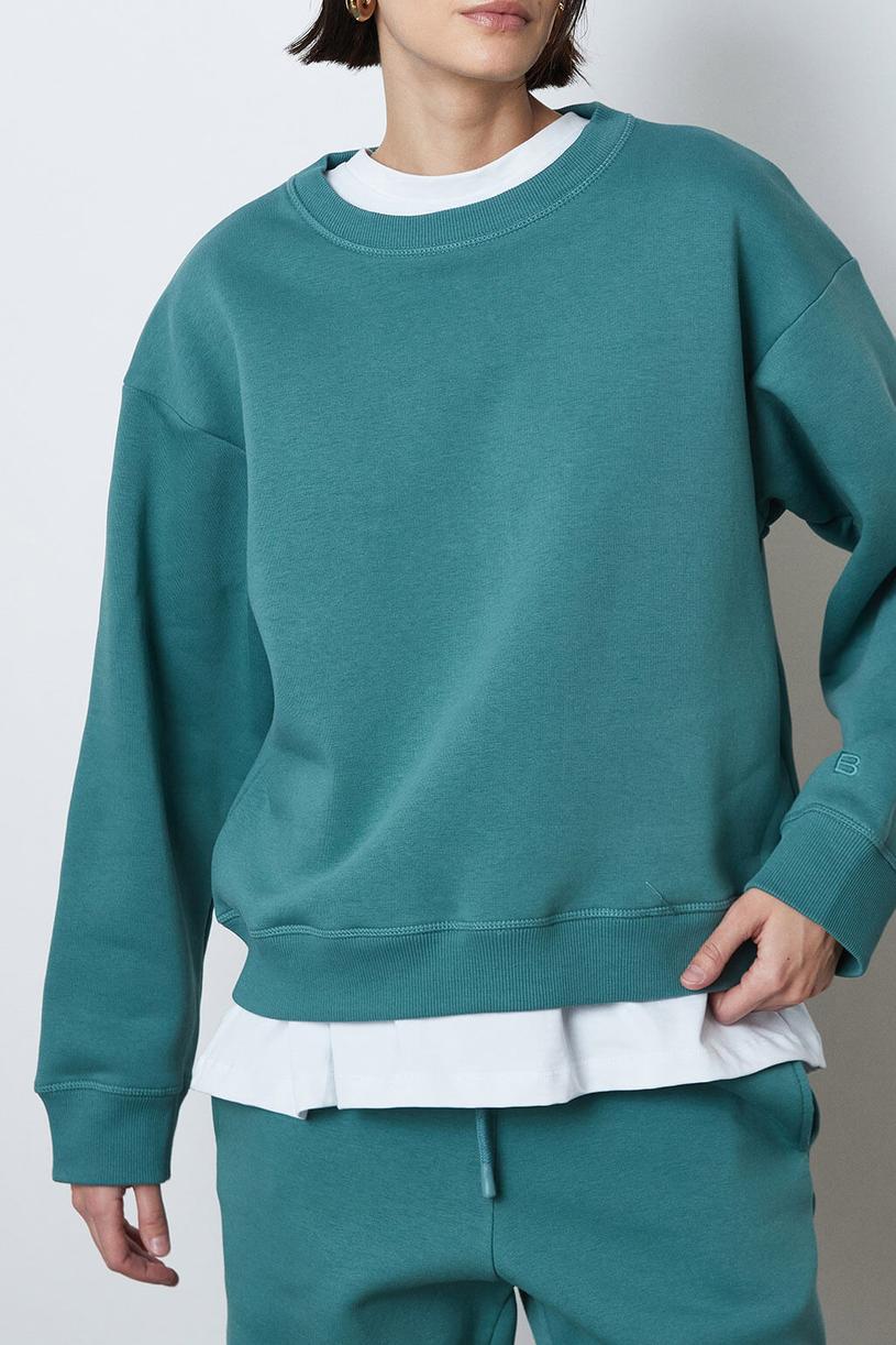 Green Basic Oversize Sweatshirt