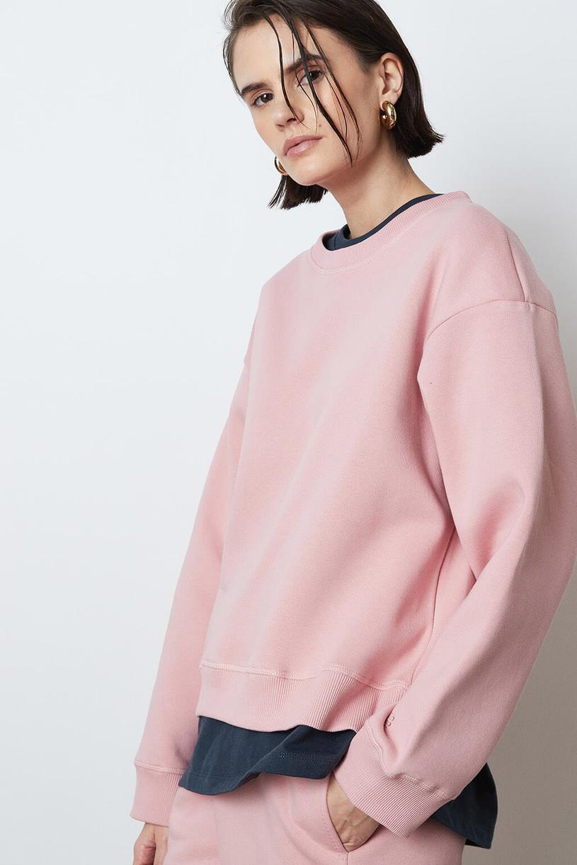 Pink Basic Oversize Sweatshirt