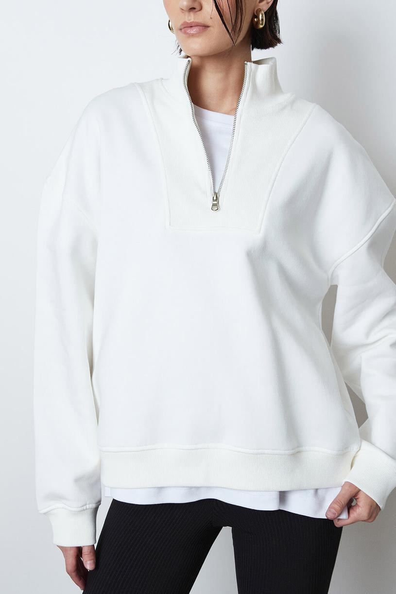 White Zpper Oversize Sweatshirt