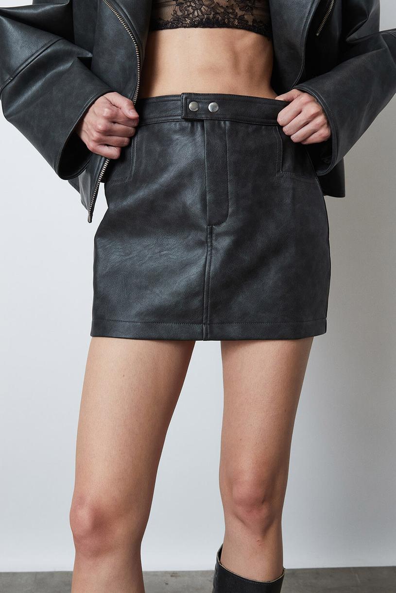 Smoked Leather Mini Skirt
