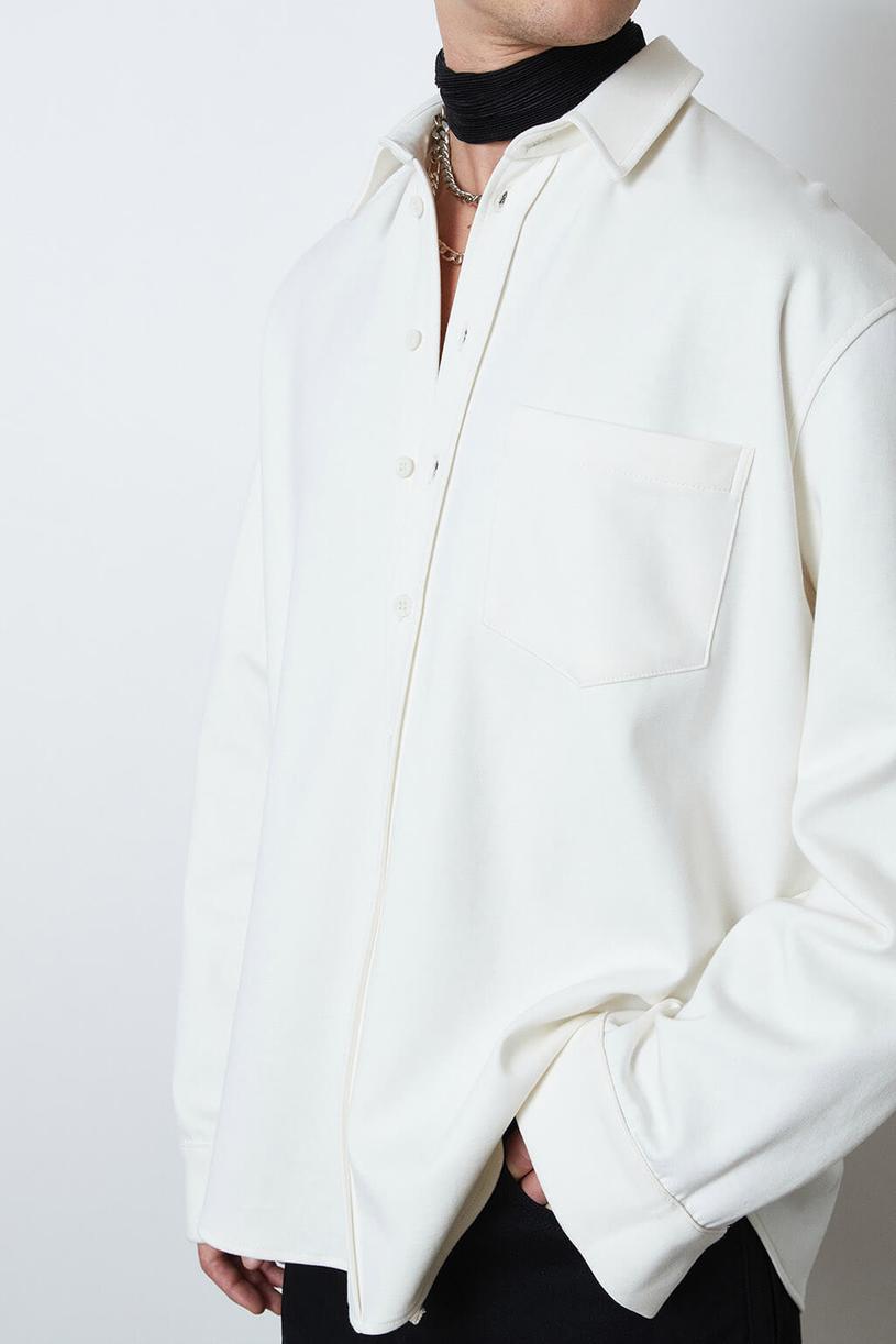 White Knitting Oversize Shirt