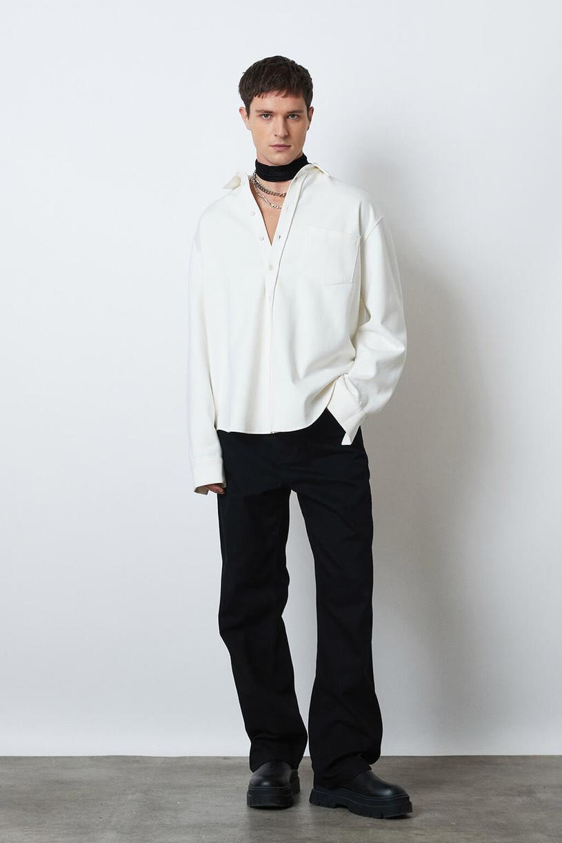 White Knitting Oversize Shirt
