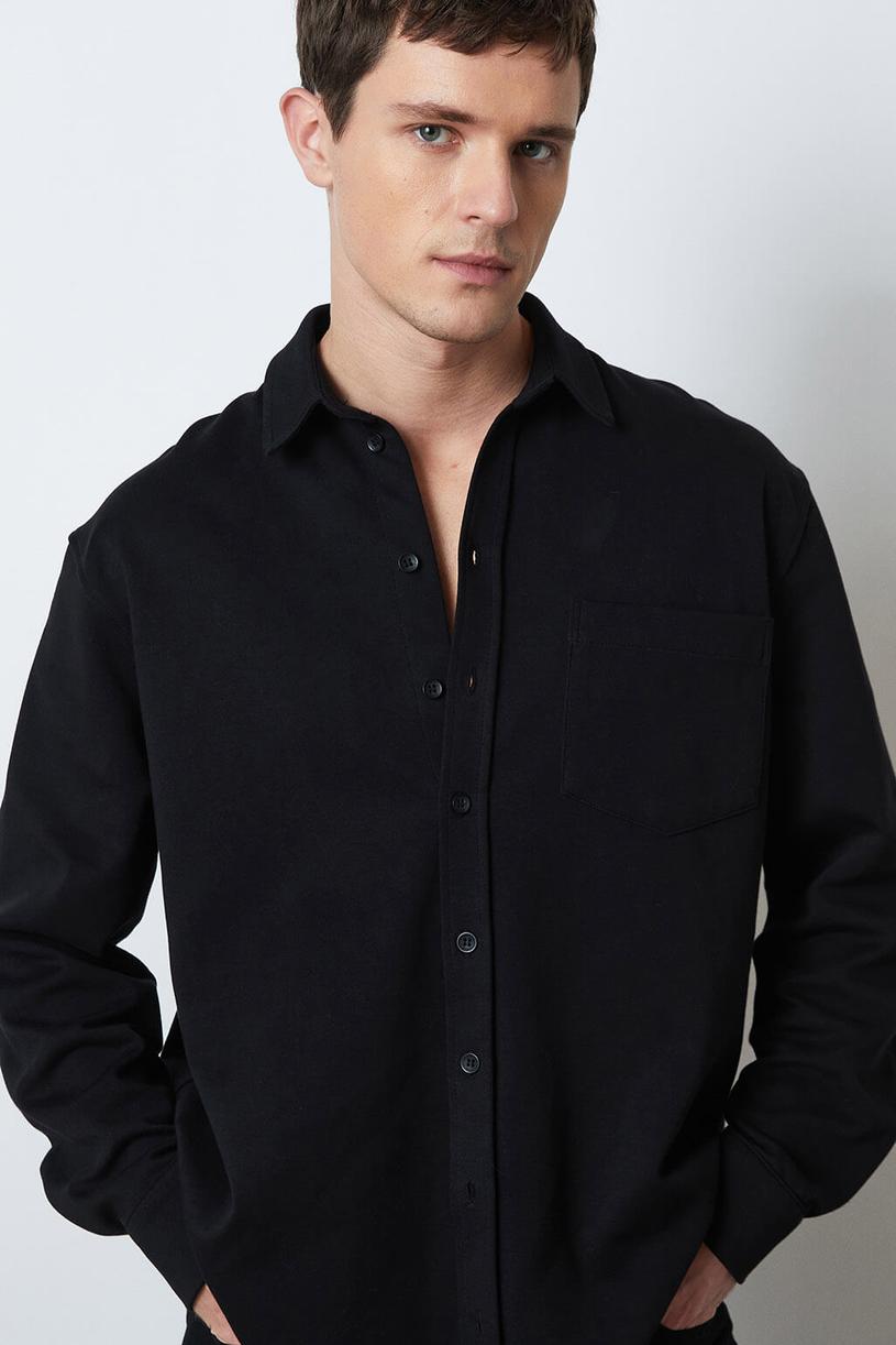 Black Knitting Oversize Shirt