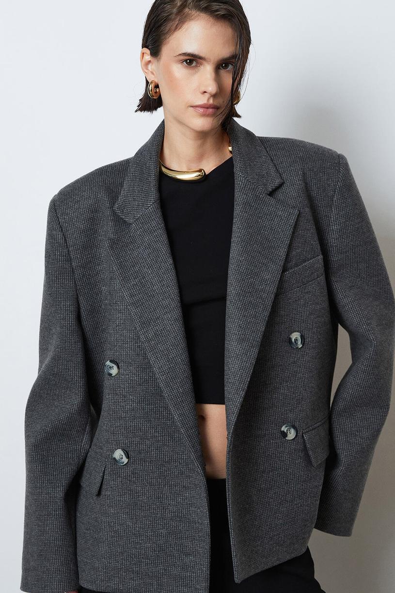 Dark grey Crowbar Pattern Oversize Jacket