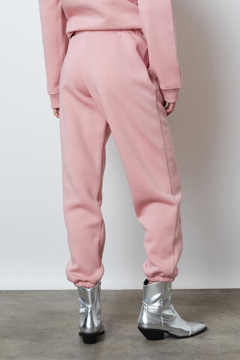 Pink Elastic Waist Jogging Pants