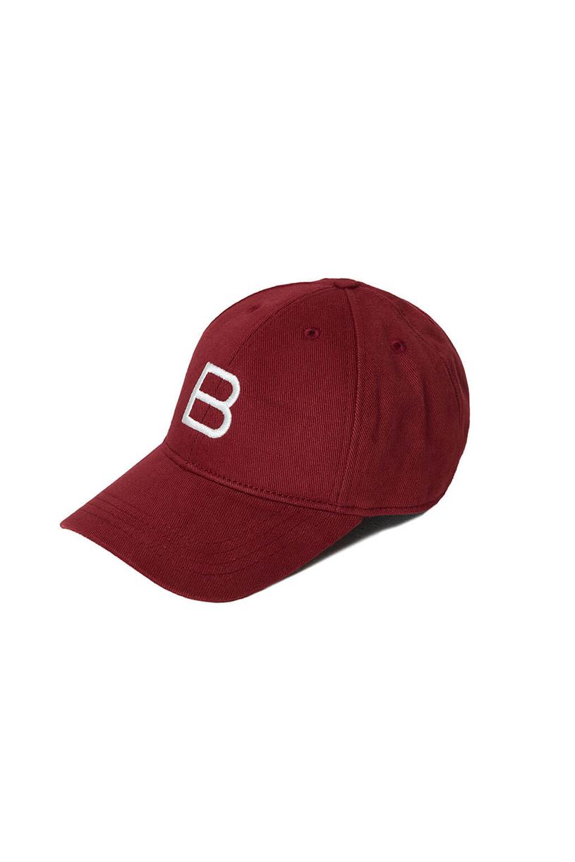 burgundy B Embroidered Hat