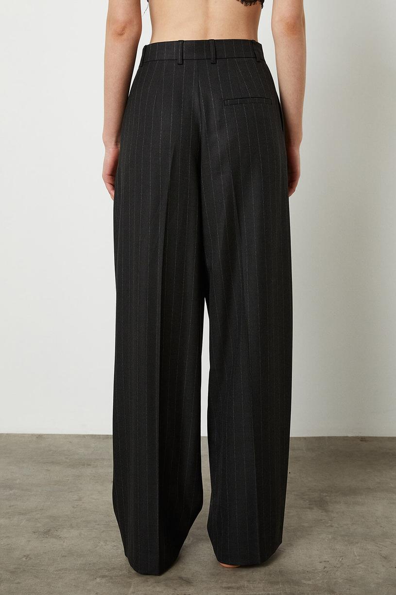 Anthracite Stripped Two Pleated Palazzo Pants