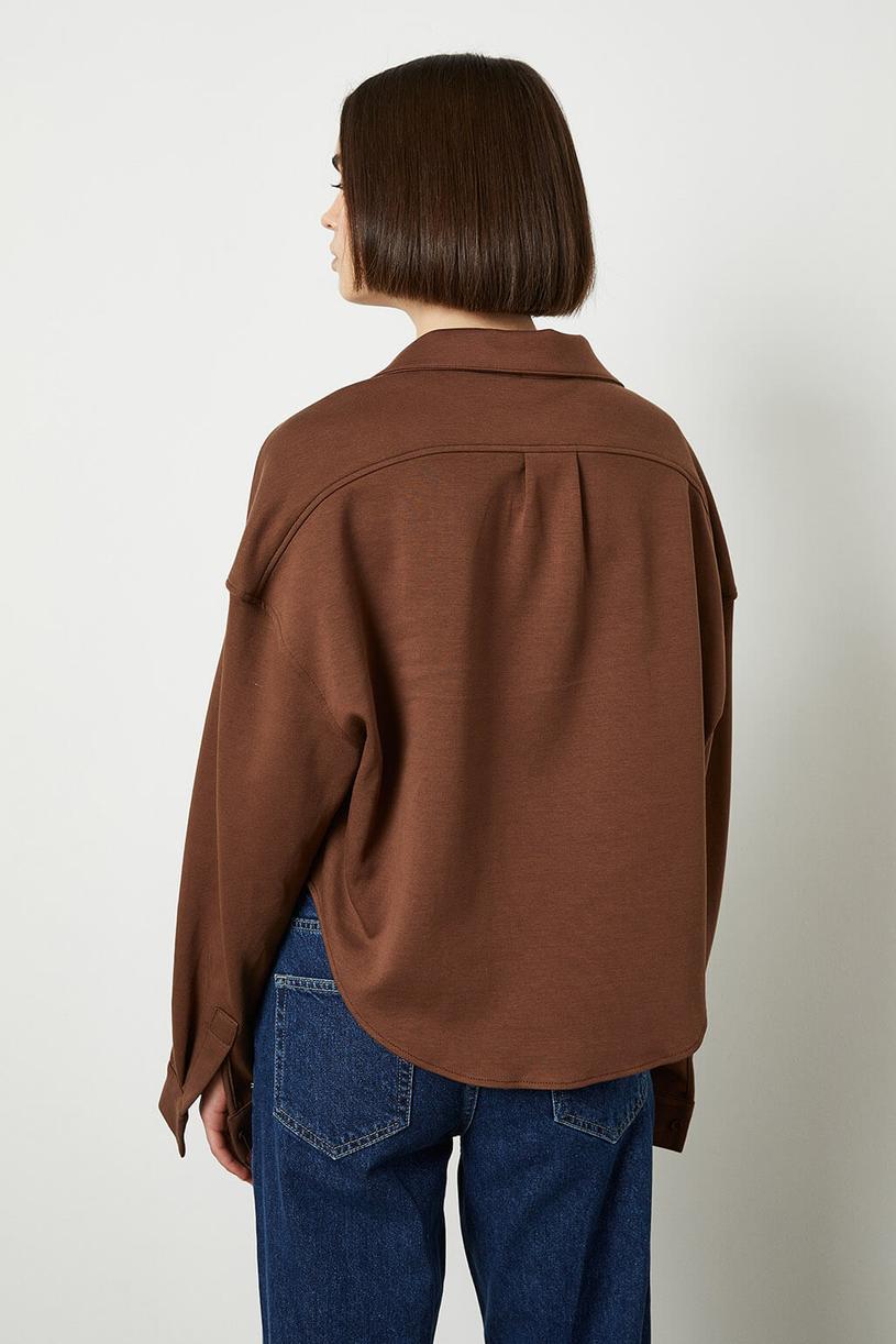 Brown Knitted Oversize Shirt