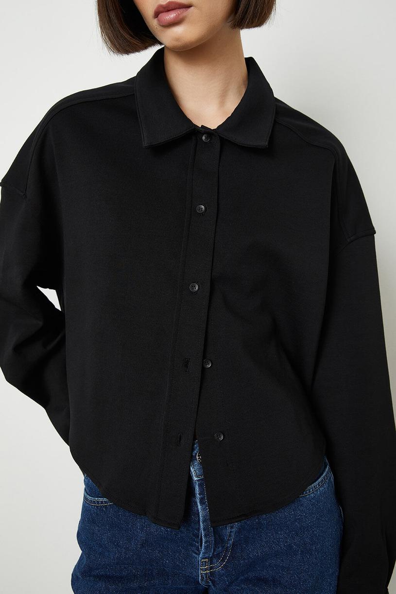 Black Knitted Oversize Shirt