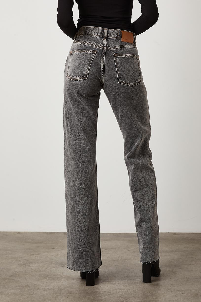 Grey Medium Waist Straight Jean