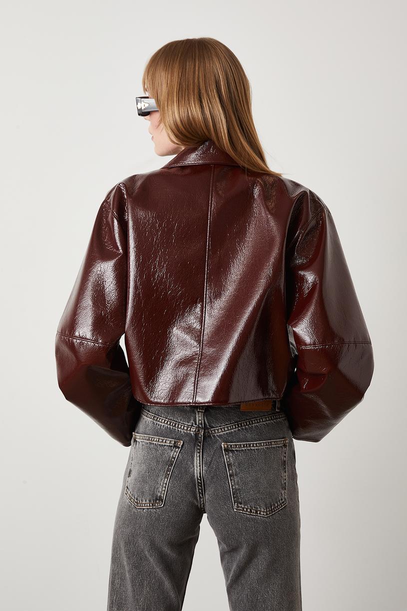 burgundy Patent Leather Jacket