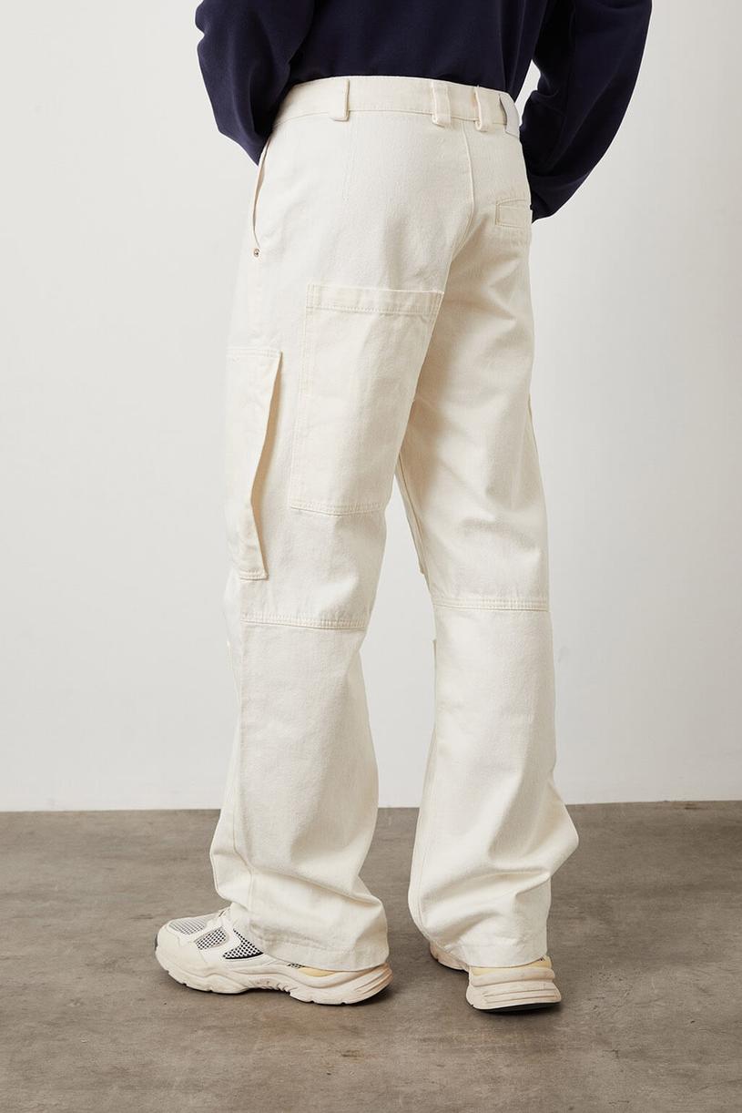 Cream Patched Straight Jean