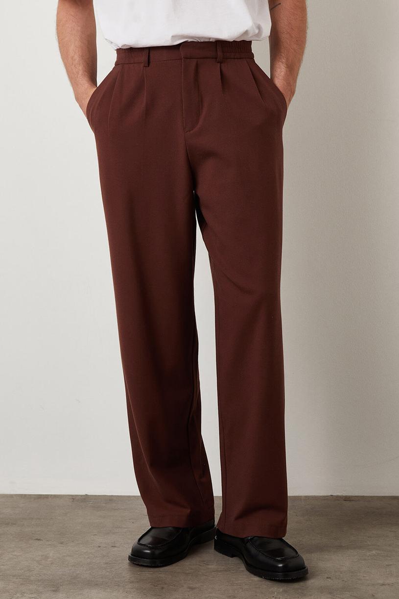 Brown Elastic Pants