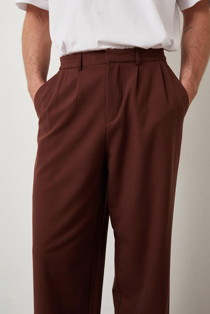 Brown Elastic Pants