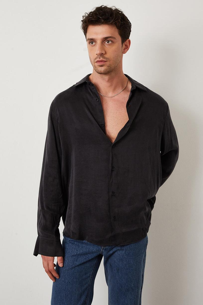 Black Silk Oversize Shirt